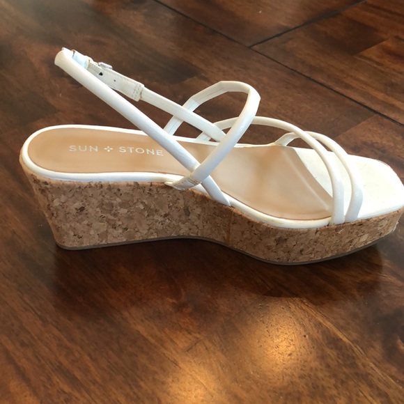 Cute strappy white platform sandals by sun + stone - Picture 5 of 10